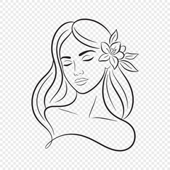 girl hair with flower vector