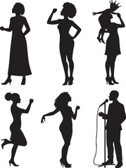 Obraz premium Diverse silhouettes capture moments of joy, success, and performance.