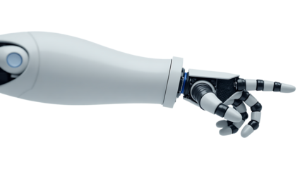 Robotic Arm Pointing Gesture – 3D Humanoid Hand Isolated Rendering