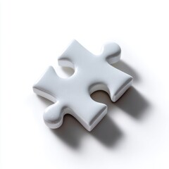 Obraz premium A generic white puzzle piece single, blank, isolated on a pure white background. Puzzle, problem-solving.