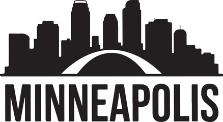 Fototapeta premium Minneapolis City Skyline Silhouette