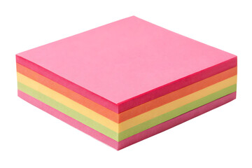 colorful pink sticky note isolate on background white