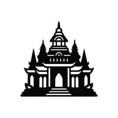 A fantasy temple silhouette vector art illustration