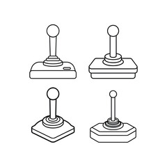 A set of retro joystick line art vector illustration