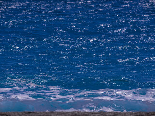 Beautiful blue sea waves on a summer day