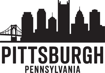 Obraz premium Pittsburgh City Skyline Silhouette