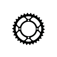 Isolated black sprocket with multiple teeth and circular inner cutouts design