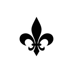 A single black fleur de lis design centered on a plain white background area