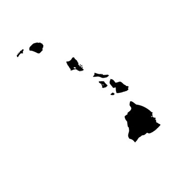 Fototapeta A simple black silhouette of the hawaiian islands on a white background