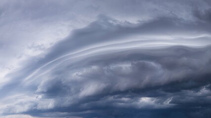 Dramatic layered cloud formation in a stormy sky.