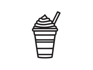 Sweet chilled milkshake icon in flat vector line art