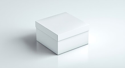 Fototapeta premium Blank white square box on a light gray surface