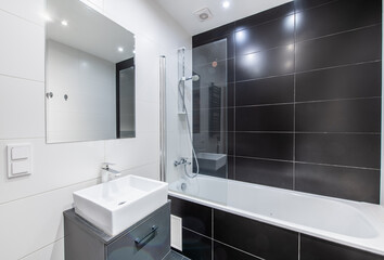 Modern Home Black and White Bathroom With Sleek Design and Clean Aesthetic
