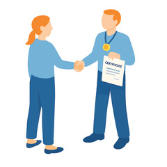 Flat Style Two People Shaking Hands Agreement Business Illustration