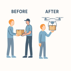 Flat Style Illustration Delivery Improvement Drone Box Package Service