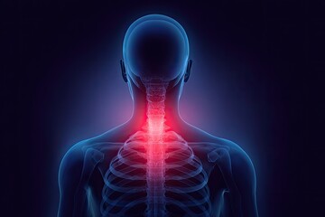 3D anatomical illustration of a painful neck