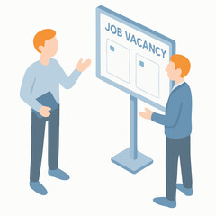 Isometric Job Vacancy Presentation Illustration With Two Men Having Discussion