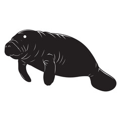 Manatee or sea cow silhouette vector