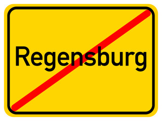 Illustration of a city exit sign for the city of Regensburg