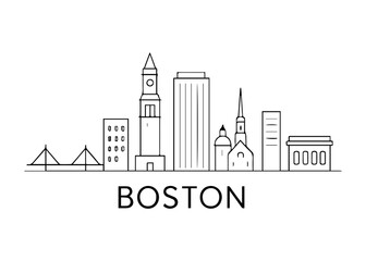 Boston city skyline vector on white background
Vector line city skyline
