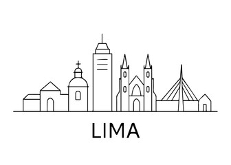 Lima city skyline vector on white background
Vector line city skyline