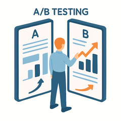 Isometric Detailed A/B Testing Illustration of Data Comparison Concept