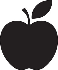 Obraz premium Apple in Solid Black Silhouette Style – Bold Minimal Vector Design on White Background