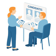 Flat Illustration Interview Candidate Selection Process Human Resources Management