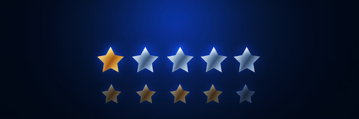 Obraz premium A graphic of ten stars arranged in two rows against a dark blue gradient background design