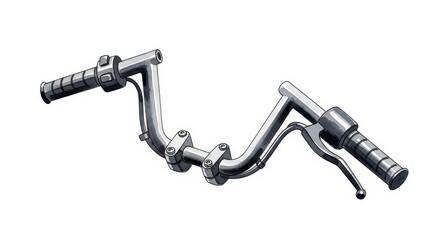 Fototapeta premium Classic Motorcycle Handlebars with Grips - A set of sleek, black motorcycle handlebars, featuring comfortable grips and precise control levers. Symbolising freedom, adventure, speed, power, and