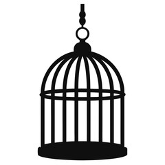 Hanging Birdcage Art – Metal Line Vector Design