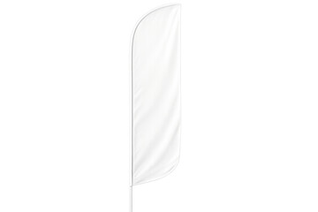 Realistic white feather flag waving on transparent background, perfect for presentations and mockups