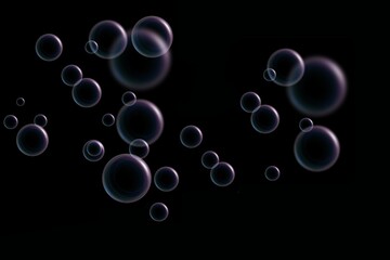 Decorative Floating Bubbles for Digital Artwork, Clear Liquid Drops and Bubbles Overlay