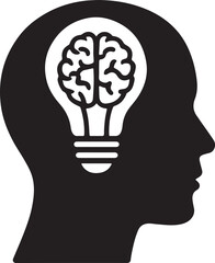 human head with a light bulb