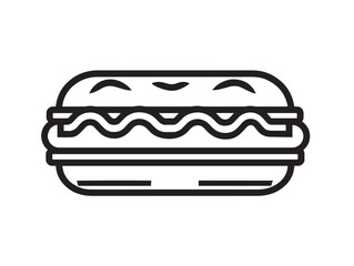 Iconic Philly cheesesteak sandwich in clean vector drawing