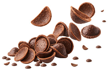  chocolate corn flakes with rich brown isolated on background white