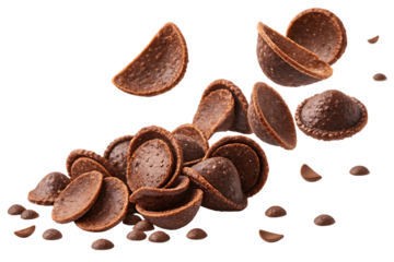  chocolate corn flakes with rich brown isolated on background white