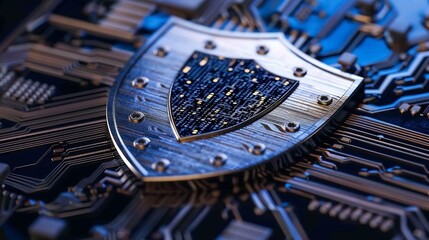 Fractal shield made of binary rain protecting virtual financial core, 2025 trend