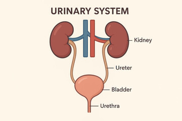 Urinary System Diagram - Illustration of Human Anatomy for Medical and Educational Purposes