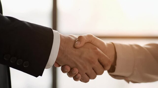 Close-up shot of a professional handshake.