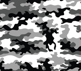 Modern camouflage vector gray background, seamless illustration winter background