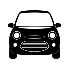 Black silhouette of a compact city car front view automobile