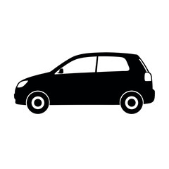 Fototapeta premium Black silhouette of a hatchback car automobile vehicle