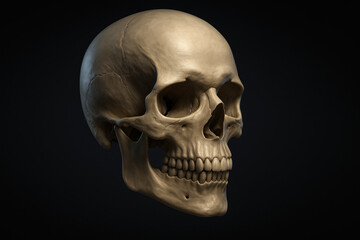 Obraz premium Human Skull Side View, Anatomical Illustration. - Illustration