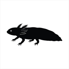 Black axolotl silhouette vector isolated on white