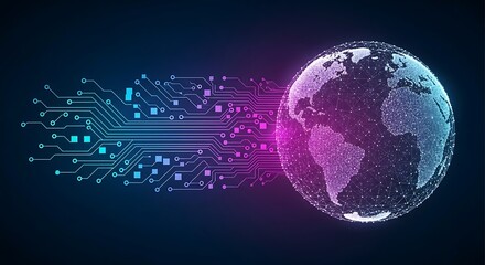 Obraz premium Global digital network illustration connecting the world through technology