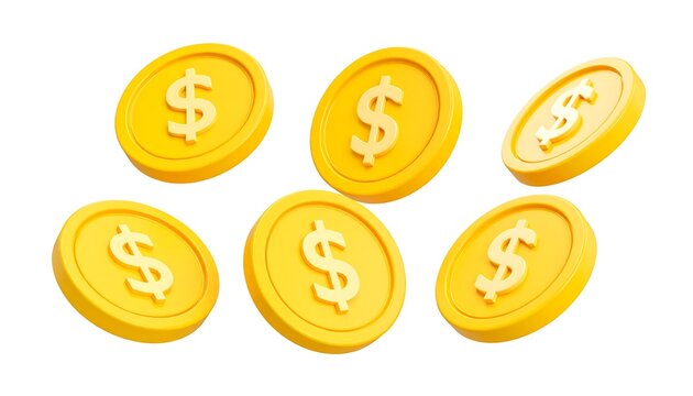 Gold coins floating in the air