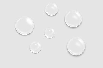 Realistic Shiny Water Droplets Isolated for Design, Shiny Bubble Texture for Graphic Design Projects