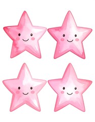 Cute pink stars with happy faces