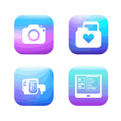 Modern Icon Set Design with Camera, Lock, Cctv, and Tablet.